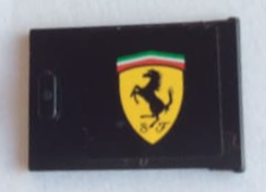 Lego Container, Cupboard 2 x 3 x 2 Door with Ferrari Logo Pattern Right (Sticker) - Set 8144 / Black