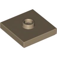 Lego Plate Special 2 x 2 with Groove and Center Stud (Jumper) / Dark Tan