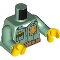 Lego Torso Ranger Uniform, Medium Nougat Belt, Gold Badge Print, Sand Green Arms, Yellow Hands / Sand Green