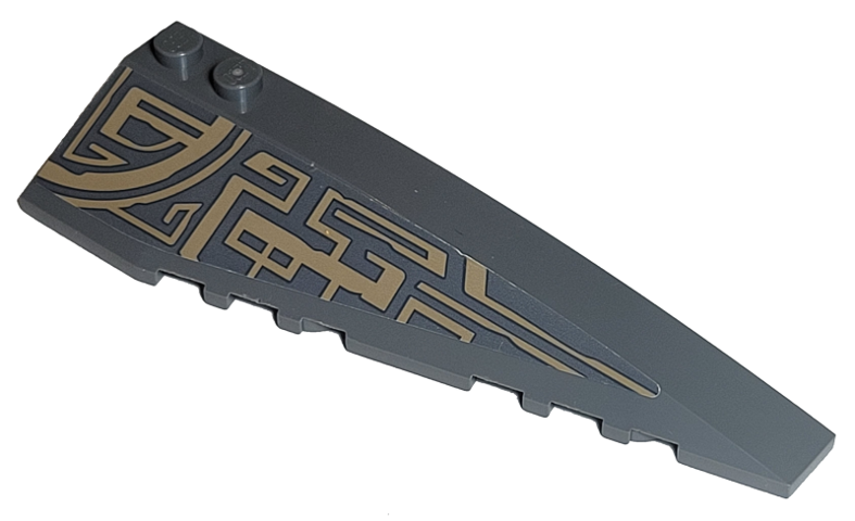 Lego Wedge 10 x 3 Right with Dark Tan Quarter Circle Tribal Pattern (Sticker) - Set 75186