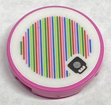 Lego Tile, Round 2 x 2 with Bottom Stud Holder with Super Mario Scanner Code Poison Mushroom Pattern (Sticker) - Set 71386 / Dark Pink