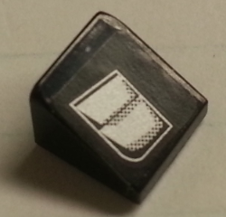Lego Slope 30 1 x 1 x 2/3 with Silver Vent Holes Pattern Model Right Side (Sticker) - Set 8154 / Black
