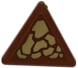 Lego Road Sign 2 x 2 Triangle with Clip with Dark Tan Scales Pattern Model Left Side (Sticker) - Set 70599
