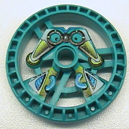 Lego Technic Disc 5 x 5 Notched, Scout Print / Dark Turquoise