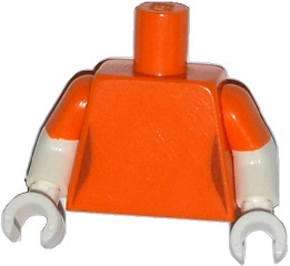 Lego Torso Simpsons Female with Dark Orange Waist Pattern / White Arms with Molded Orange Short Sleeves Pattern / White Hands