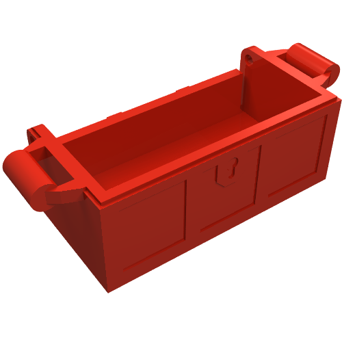 Lego Treasure Chest Bottom with Rear Slots, with Groove / Red