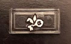 Lego Tile 1 x 2 with Flying Key Pattern (Sticker) - Set 71043 / Trans-Clear