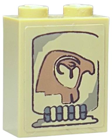 Lego Brick 1 x 2 x 2 with Inside Stud Holder with Horus Head Pattern (Sticker) - Set 7327