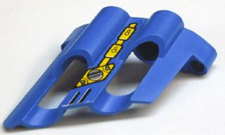 Lego Technic, Panel Fairing # 2 Large Short, Large Holes, Side B with Silver and Yellow Mechanical Pattern (Sticker) - Set 8444