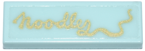 Lego Tile 1 x 3 with Gold Script 'Noodles' Pattern (Sticker) - Set 70657