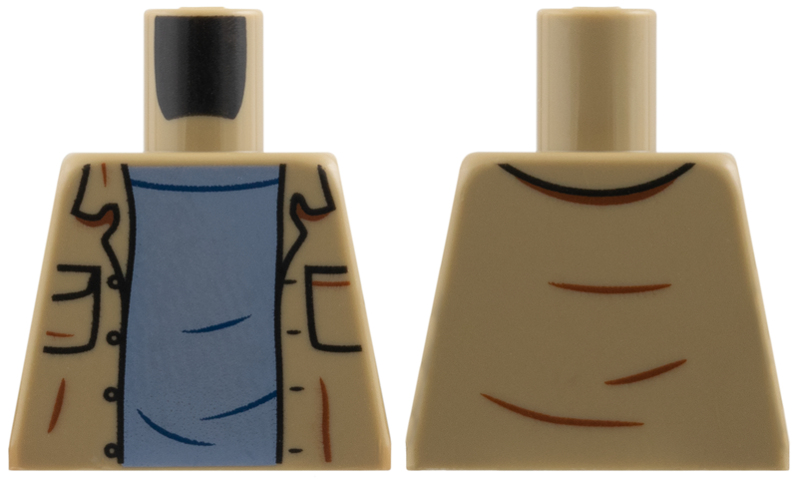 Lego Torso Jacket with Pockets, Sand Blue Shirt with Dark Blue Wrinkles Pattern