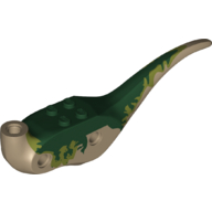Lego Animal Body Part, Dinosaur, Dilophosaurus Body with Dark Green and Olive Green Markings Print / Dark Tan