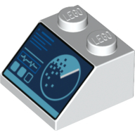 Lego Brick Sloped 45° 2 x 2 with Computer Screen, Radar print / White