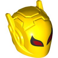 Lego Helmet with Antennae and Large Red Eyes with Black Outline / Yellow