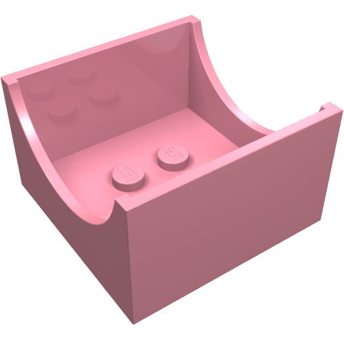 Lego Box 4 x 4 x 2 Bottom with Semicircle Cut-out Ends / Pink