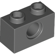Lego Technic Brick 1 x 2 [1 Pin Hole] / Dark Bluish Gray
