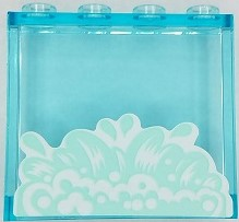 Lego Panel 1 x 4 x 3 with Side Supports - Hollow Studs with Splashing Water Pattern (Sticker) - Set 41430 / Trans-Light Blue