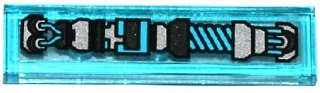 Lego Tile 1 x 4 with Black, Silver and Medium Azure Mechanical Pattern Type 1 (Sticker) - Set 70169 / Trans-Light Blue