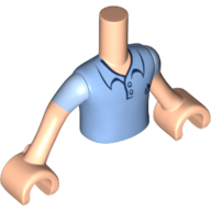 Lego Minidoll Torso Boy with Light Nougat Arms and Hands with Medium Blue Polo Shirt Print / Light Nougat