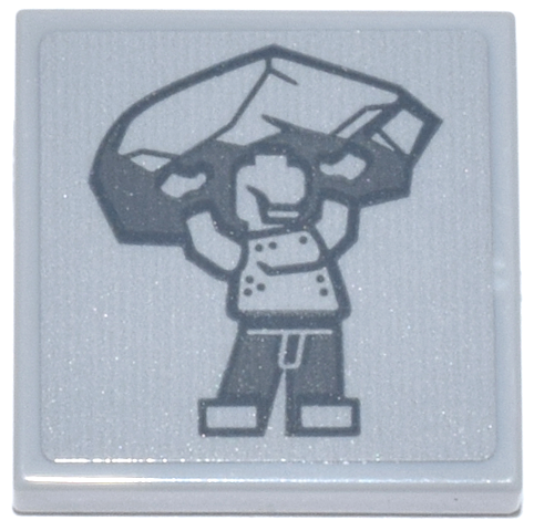 Lego Tile 2 x 2 with Dark Bluish Gray Killer Croc Minifigure Holding Large Rock Pattern (Sticker) - Set 76271