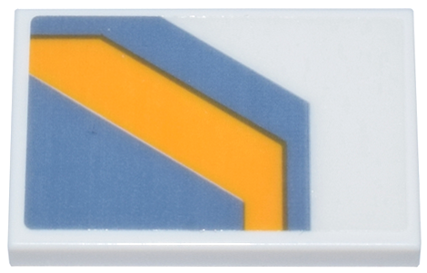 Lego Tile 2 x 3 with Sand Blue Panel and Angled Bright Light Orange Stripe Pattern Model Right Side (Sticker) - Set 75357