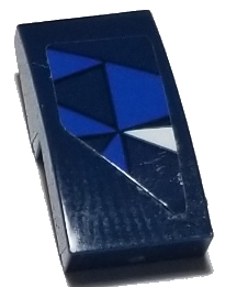 Lego Slope, Curved 2 x 1 x 2/3 with Dark Blue, Blue, and White Triangles Pattern Model Right Side (Sticker) - Set 75885