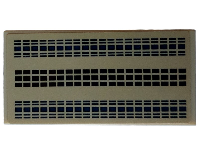 Lego Tile 2 x 4 with Grid of 60 Black Rectangles in Center and 100 Dark Blue Rectangles Left and Right on Tan Background Pattern (Sticker) - Set 40519