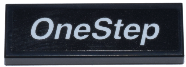 Lego Tile 1 x 3 with White 'OneStep' Pattern (Sticker) - Set 21345 / Black