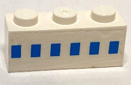 Lego Brick 1 x 3 with Ferry Squares Light Blue Pattern (Sticker) - Set 1554