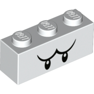 Lego Brick 1 x 3 with Black Eyes and Eyebrows (Boo) Print / White