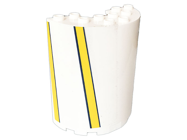Lego Cylinder Half 3 x 6 x 6 with 1 x 2 Cutout with Bright Light Orange Stripes Pattern Model Left Side (Sticker) - Set 41232