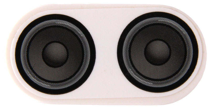 Lego Tile, Round 2 x 4 Oval with Black and Dark Bluish Gray Speakers Pattern (Sticker) - Set 42204