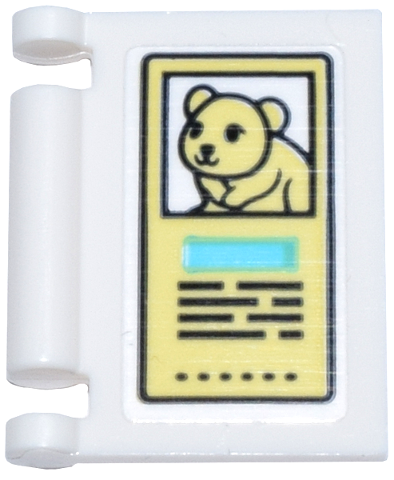 Lego Minifigure, Utensil Book Cover with Bright Light Yellow Sign, Hamster / Mouse, Medium Azure Rectangle, and Black Text Pattern (Sticker) - Set 42615