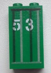 Lego Panel 1 x 2 x 3 with Side Supports - Hollow Studs with '53' and Black and Light Gray Vertical Stripes Pattern (Sticker) - Set 9486
