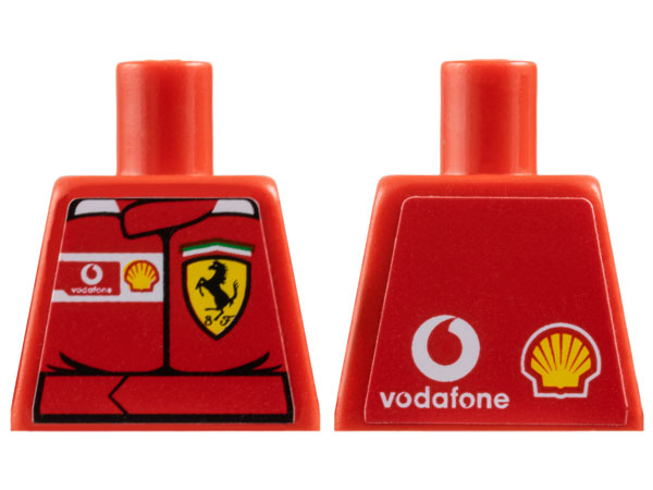 Lego Torso Racers Ferrari Front, Vodafone Back (Stickers) without Driver Name Pattern / Red