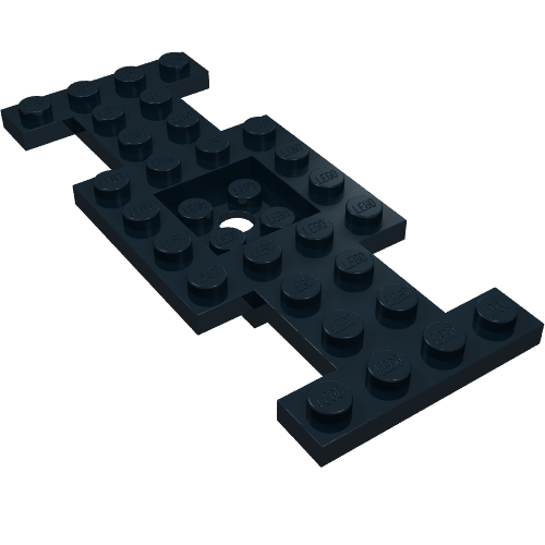 Lego Vehicle Base 4 x 10 x 2/3 with 2 x 2 Recessed Center with Center Hole, 1 x 2 Cutouts (Early Version) / Black