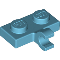 Lego Plate Special 1 x 2 with Clip Horizontal on Side / Medium Azure