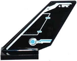 Lego Tail Shuttle with Rudder and Silver and Medium Azure Circuitry Pattern on Left Side (Sticker) - Set 70170
