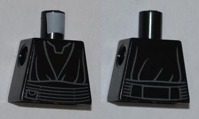 Lego Torso SW Dark Bluish Gray Layered Shirt, Waist Sash with Pocket and Silver Buttons Pattern / Black