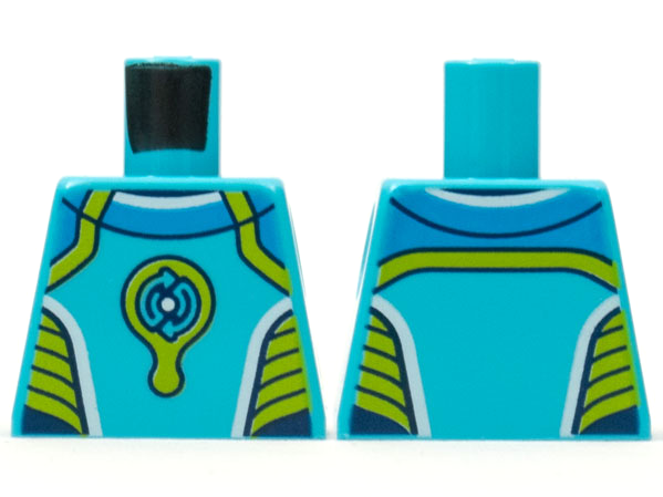 Lego Torso Lime Trim and Dark Azure Double Circular Arrows Logo Pattern / Medium Azure