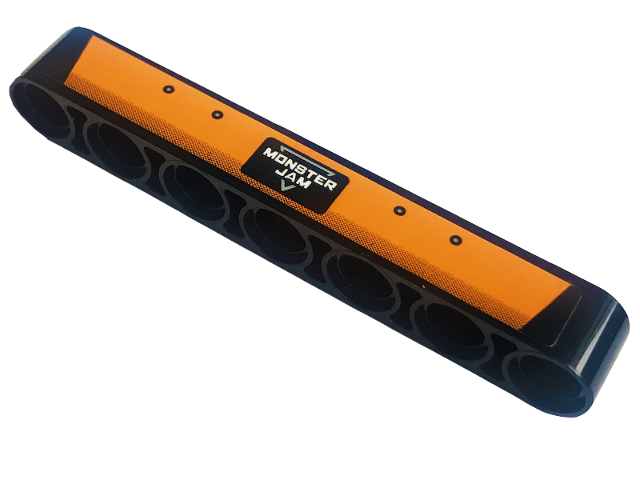 Lego Technic, Liftarm Thick 1 x 7 with Logo 'MONSTER JAM' on Orange Stripe Background Pattern (Sticker) - Set 42135