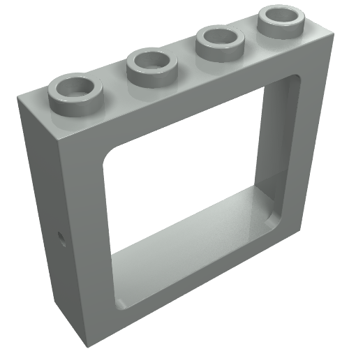 Lego Window 1 x 4 x 3 Train with All Studs Hollow / Light Gray