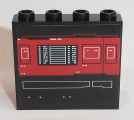Lego Panel 1 x 4 x 3 with Side Supports - Hollow Studs with Red Screen with White Rectangles and Buttons and White Symbols Pattern (Sticker) - Set 75190