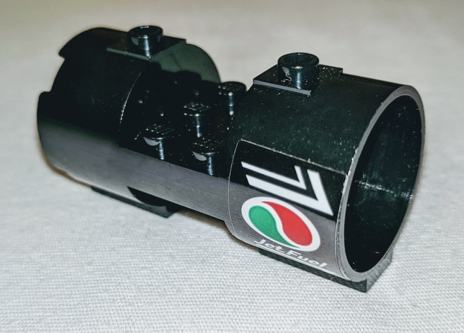 Lego Cylinder 3 x 6 x 2 2/3 Horizontal - Square Connections with Octan Logo and 'Jet Fuel' Pattern Model Right Side (Sticker) - Set 60178