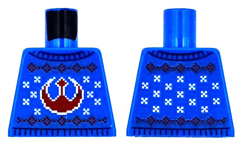 Lego Torso Knit Fair Isle Holiday Sweater with Red SW Rebel Alliance Symbol and White Snowflakes Pattern / Blue