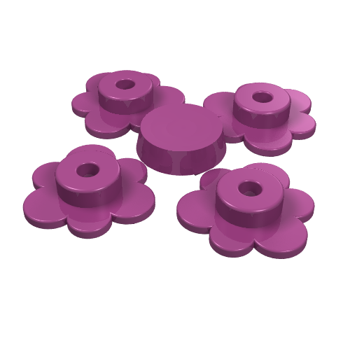 Lego Plant, Flower Small [Complete Sprue of Four] / Magenta