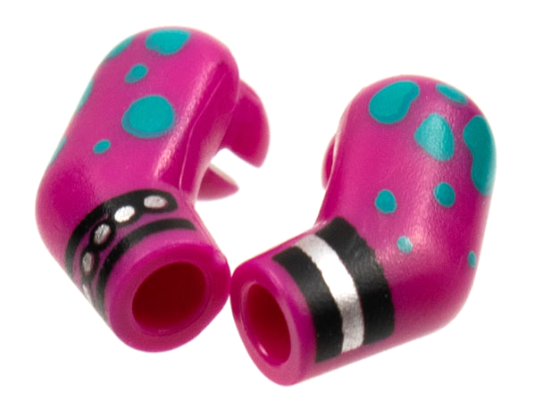 Lego Arm, (Matching Left and Right) Pair with Cuffs and Dark Turquoise Spots Pattern / Magenta