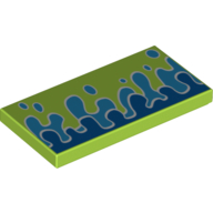 Lego Tile 2 x 4 with Water Splashes/Drops Print / Lime