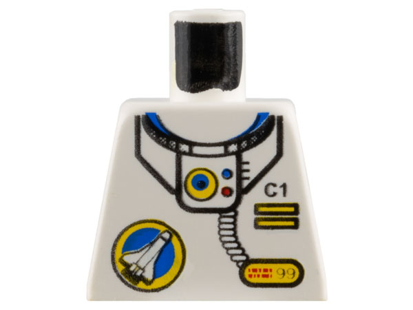 Lego Torso Space Port Logo, Tube and 'C1' with Two Yellow Bars Pattern / White