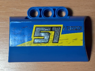 Lego Technic, Panel Engine Block Half / Side Intake with Silver '51' and 'KYOTO' Pattern Model Left Side (Sticker) - Set 8494